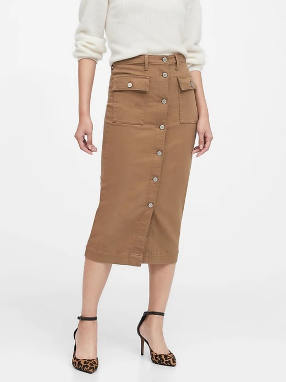 Banana Republic Denim Utility Midi Skirt Size 6